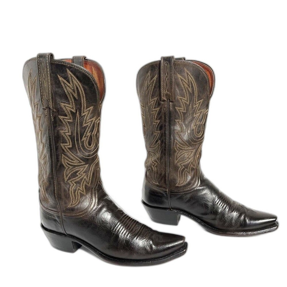 Lucchese 1883 Vintage Leather Brown Boots 8.5B Made In USA